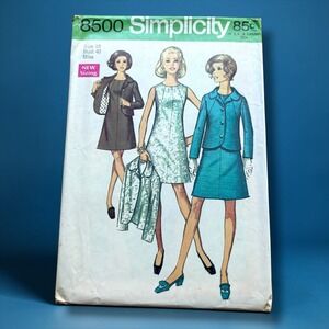 Vintage 1969 Simplicity 8500 Dress and Jacket Sewing Pattern Size 18 Bust 40